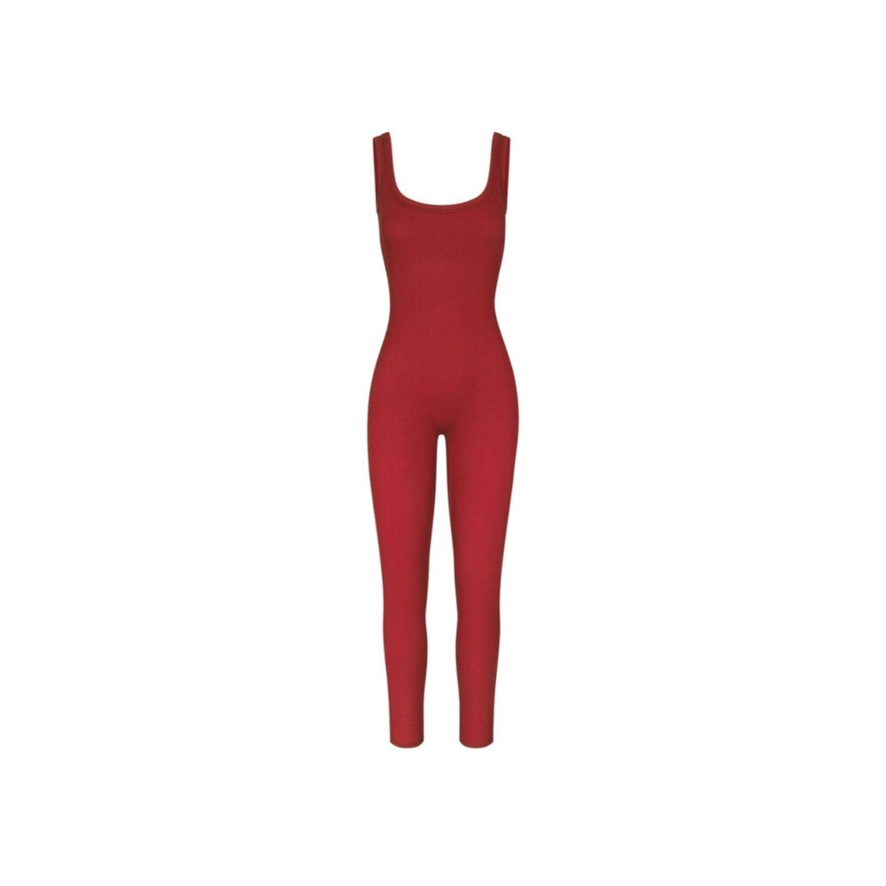 Skims Cotton Ribbed Jumpsuit Brick XS